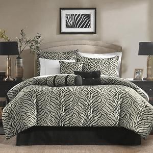 ZEBRA ANIMAL SAFARI PRINT 7pc JACQUARD Comforter Bedding Bed Set NEW