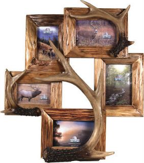 Photo Deer Antler Firwood Frame 19 W X 21 H Home Cabin Lodge Ranch