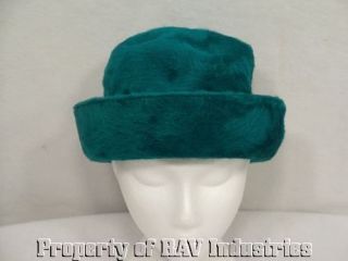 Vintage Ladies Duchess Green Faux Fur Bowler Hat Retro Pin Up Italy Sz