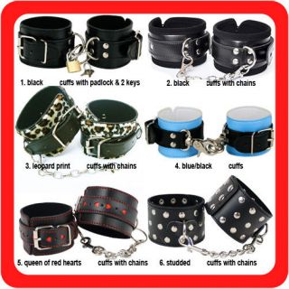 New PVC Faux Leather Wrist Ankle Cuffs Fancy Dress Costume Party