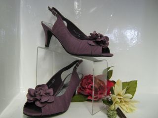 Ladies court shoe Anne Michelle plum thai silk L2977 weddings special