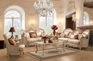 TRADITIONAL STYLE FORMAL LUXURY SOFA & LOVESEAT 2 Pc ANTIQUE LIVING