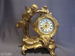 Antique Ansonia Ormolu Cherub Mantle Clock