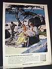 50s beach & sportscar image of girls reading map 1959 Kotex Napkins