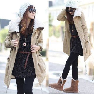 Warm Outwear Parka Long Sleeve Zip Fleece Winter Anorak Coat Jacket
