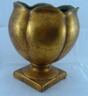 ANTHONY* Freeman & McFarlin 8 Gold Tulip Shape Pedestal Vase #664