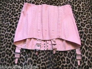 PINK CORSET GIRDLE   BACK LACE   BONED   MADE IN FRANCE   NEW   S/M