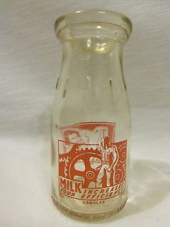 Vintage Machine Age Comalac Duraglas 1/2 Pint Milk Bottle