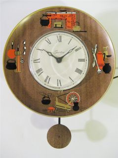 Vintage Spartus Wall Clock 1960s Working Kitchen Primitives Theme w