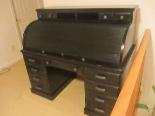 ROLL TOP DESK, 40 YEARS OLD, WEATHERED BLACK, EXCELLENT CONDITION