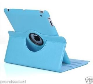 IPAD CASE 360 degree smart BLUE cover case for apple ipad 3/2+Stylus