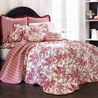  TOILE GARDEN REVERSIBLE QUILTED BED SPREAD   FULL