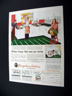 Youngstown Kitchens Washing Dishes Teens 1948 print Ad
