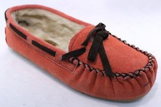 Womens APRES By LAMO PINK Brown Coral MOCCASIN Loafer Leather Fleece