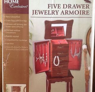 HOME EXCLUSIVES FIVE DRAWER JEWELRY ARMOIRE WALNUT COLOR (12.4 WX8.4
