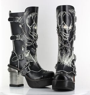 Spawn   Alternative Footwear by Hades   Chunky Heel Boots w/ Skulls