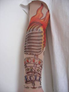 Fake Tattoo Sleeve Cloth Arm Art   Rock n Roll T17