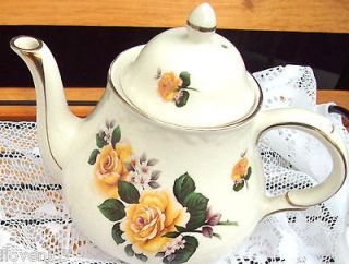 ARTHUR WOOD ANTIQUE Tea Pot Made in England DORSET Yellow Roses
