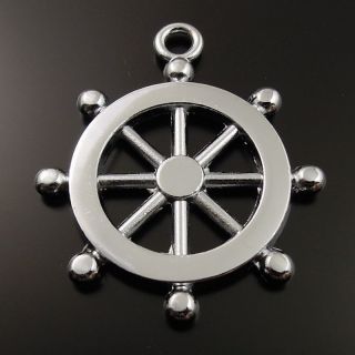 New Silver Tone Alloy Sailing Wheel Pendant Charm Jewelry Decor