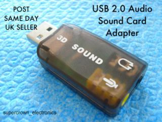 USB EXTERNAL 3D 5.1 CHANNEL AUDIO PC SOUND CARD ADAPTER
