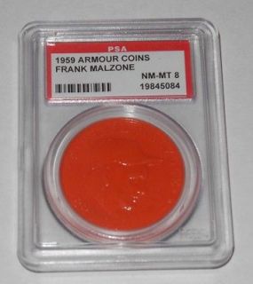 1959 Armour Baseball Pin/Coin Frank Malzone Red Sox PSA 8 NM MT