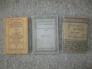 Antique Vintage Physiology Books Indiana State Lot of 3 1916 1896 1906