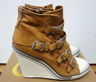 IN BOX AUTHENTIC ASH WEDGE SNEAKER THELMA CAMEL LEATHER COLOR SHOES
