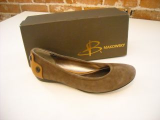 Makowsky Remi Taupe Brown Suede Back Detail Ballet Flats