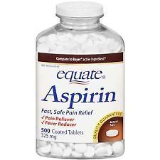 500 COATED TABLETS) Equate Aspirin Pain Reliever/Fever Reducer (325