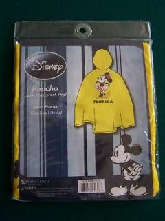 New Minnie Mouse Florida Adult Yellow Raincoat Poncho