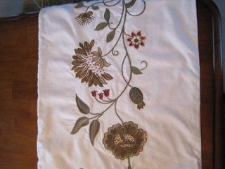 Pottery Barn Floral Crewel Embroidered Runner 18 x 70 ***EUC***