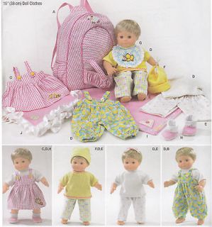 15 Baby Doll Clothes Carrier Blanket PATTERN Bib Booties Hat Pants