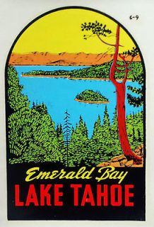 VTG WATER TRAVEL DECAL LAKE TAHOE EMERALD BAY RAT HOT ROD TRAILER AUTO