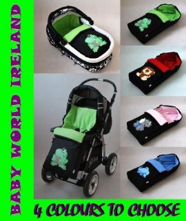 BABY PRAM STROLLER CAR SEAT COSY FLEECE EMBROIDERY FOOTMUFF 4 COLOURS
