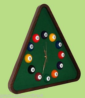 3D BILLIARDS TABLE POOL CUE BALL WALL CLOCK GAME ROOM SPORTS MAN CAVE