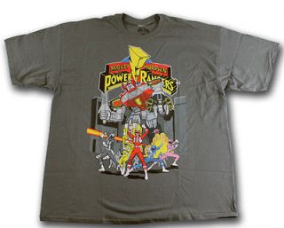 Mens Mighty Morphin Power Rangers Original Cast & Megazord T Shirt
