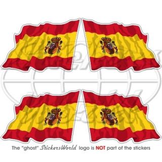 SPAIN Spanish Waving Flag 2 Bumper Helmet Stickers x4
