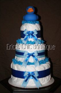 Baby Boy Blue Rubber Ducky Diaper Cake Shower Gift