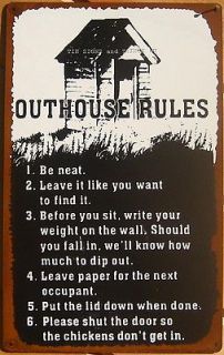 Rules FUNNY TIN SIGN metal vtg bathroom wall decor country rustic OHW