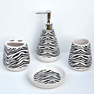 Piece Bathroom Ceramic Accessory Set BLACK and WHITE ZEBRA