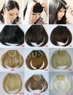 Fashion Girls Clip on Front Neat Bang Fringe Hair Extensions 9 Colors