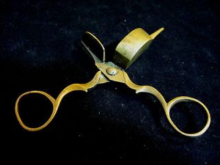 Antique Victorian Brass 3 Footed Candle Wick Snuffer Trimmer Scissors