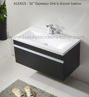 Black modern vanity sink bathroom cabinet Resin wall hung mount