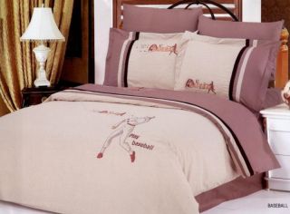 Baseball Full Queen Duvet Comforter Bed Bedding Set