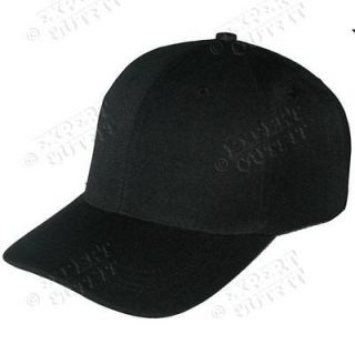 PRO BASEBALL CAP SOLID Black BLANK ADJUSTABLE HAT NEW WHOLESALE SALE