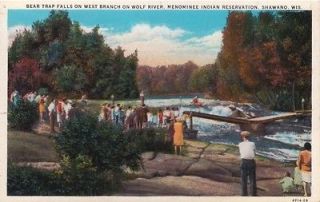 Vintage Postcard Bear Trap Falls Wolf River Menomee Indian Reservation