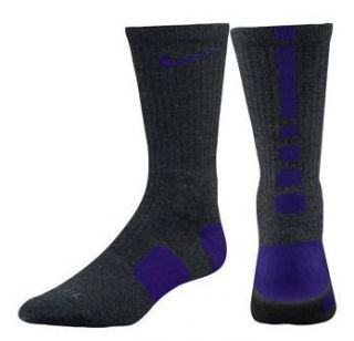 Nike Elite Basketball Crew Socks   Mens Charcoal Heather/Court Purple