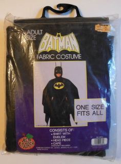 BATMAN FABRIC COSTUME Adult Size   One Size Fits All Ben Cooper 1989