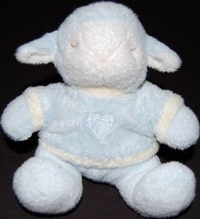 ANGEL DEAR Plush BLUE Lamb Closed Eyes Squeak Baby Toy Stuffed Animal