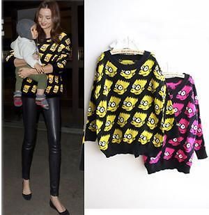 Chic Womens Mens Bart Simpson Top Shirt Jumper Pullover Sweater Blouse